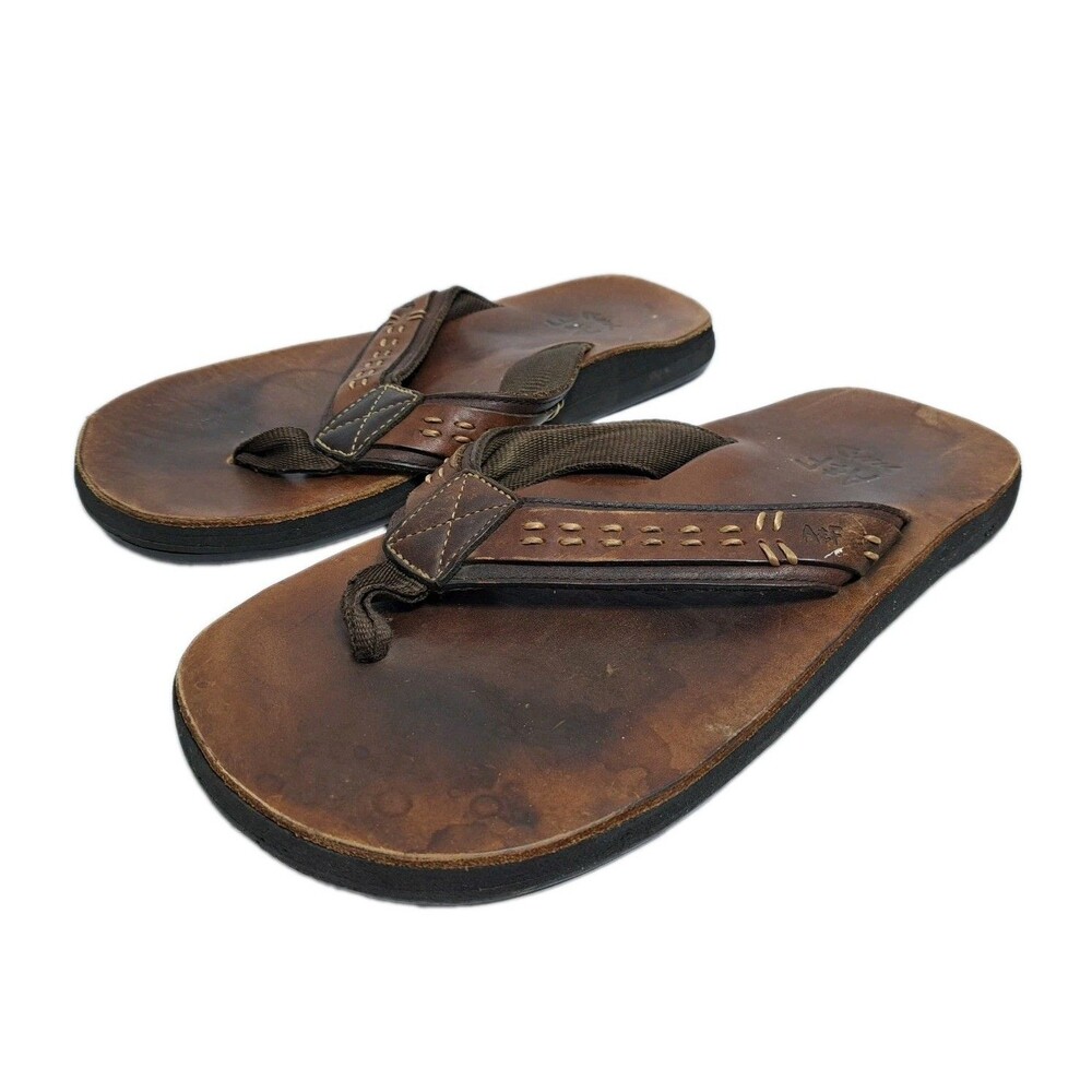 Rare Abercrombie Fitch Mens Brown Leather Flip Flops Size 11-12 Vintage